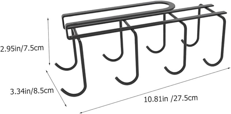 حامل الأكواب الأسود تحت الرف بدون مثبتات مثقوبة لحفظ أكواب المطبخ والقهوة - Image 3