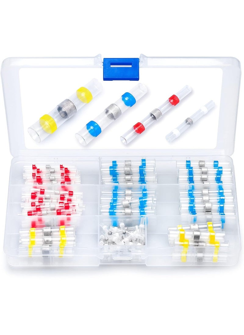GNAFOTU 100PCS Solder Seal Wire Connectors Kit (26-10 Gauge), Marine Grade Waterproof Heat Shrink Butt Connectors (4 Colors/4 Sizes), Solder Stick Connectors, Copper Electrical Insulated Connectors with Case  - Image 1