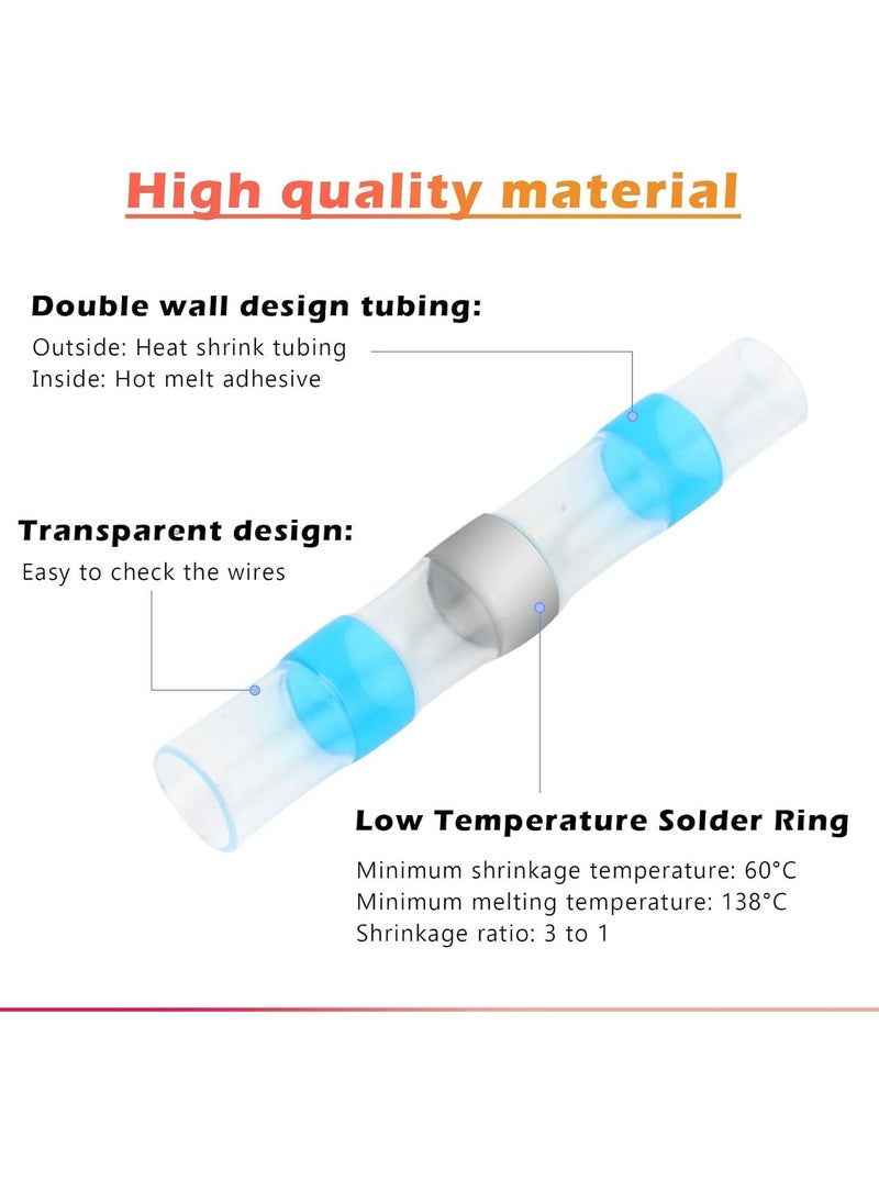 GNAFOTU 100PCS Solder Seal Wire Connectors Kit (26-10 Gauge), Marine Grade Waterproof Heat Shrink Butt Connectors (4 Colors/4 Sizes), Solder Stick Connectors, Copper Electrical Insulated Connectors with Case  - Image 3