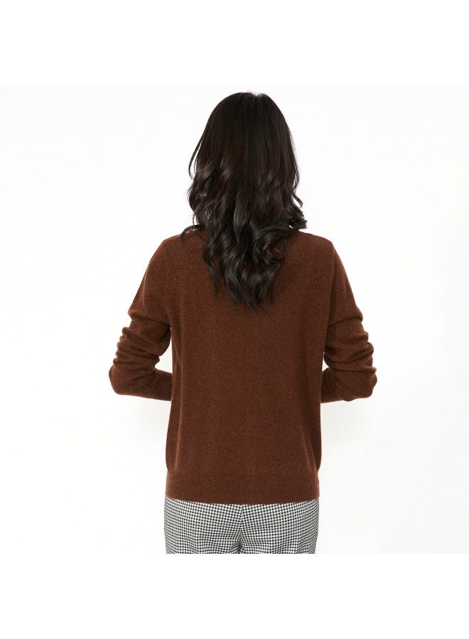 Hengyuanxiang Solid Color Rhinestone Pure Wool V-Neck Knitted Cardigan Warm Wool Cardigan Coat - Image 5