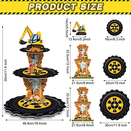 Tiamon Construction Birthday Decorations 3 Tier Construction Theme Cupcake Stand Cardboard Dump Truck Dessert Display Tower Holder Cupcake Serving Stand for Baby Shower Party Supply - Image 2
