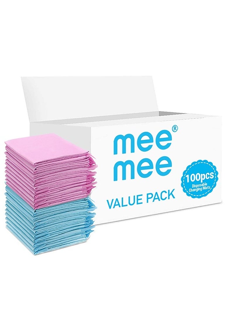 mee mee mee mee Disposable Changing Mats, 100 Counts, Soft Waterproof Mat - Image 1