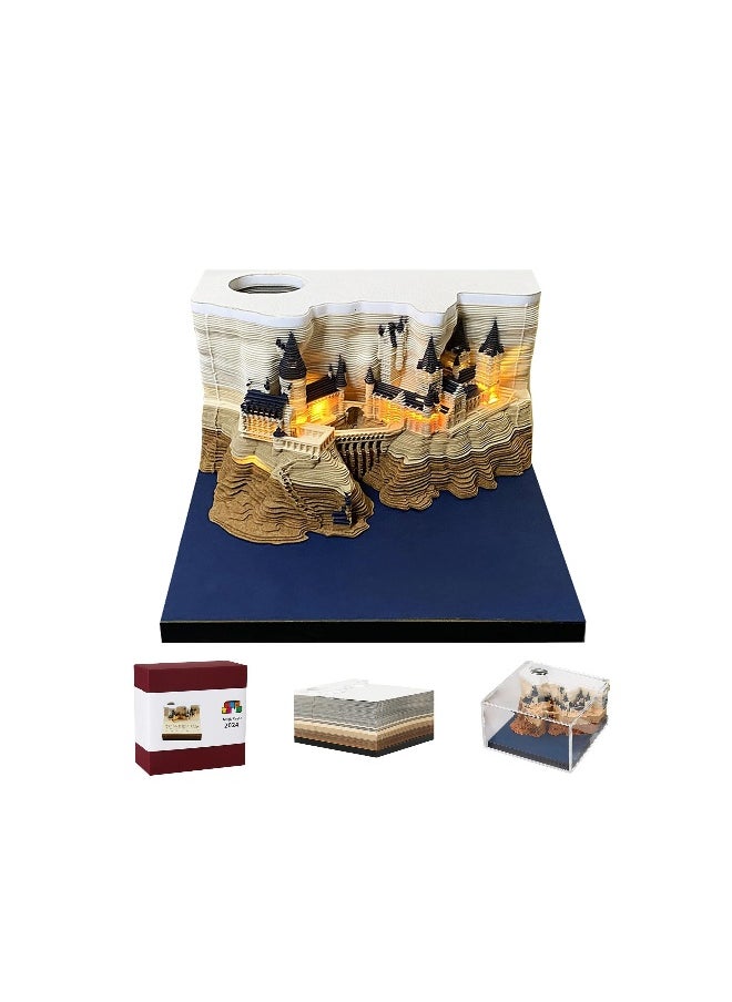 Generic 3D Art Calendar, Memo Pad 2024 Creative Calendar Time Piece Calendar Magic Castle Calendar Sticky DIY Calendar Rip Away Calendar Desk Calendar Art Innovative Desk Calendar Fantasy Castle Calendar  - Image 1