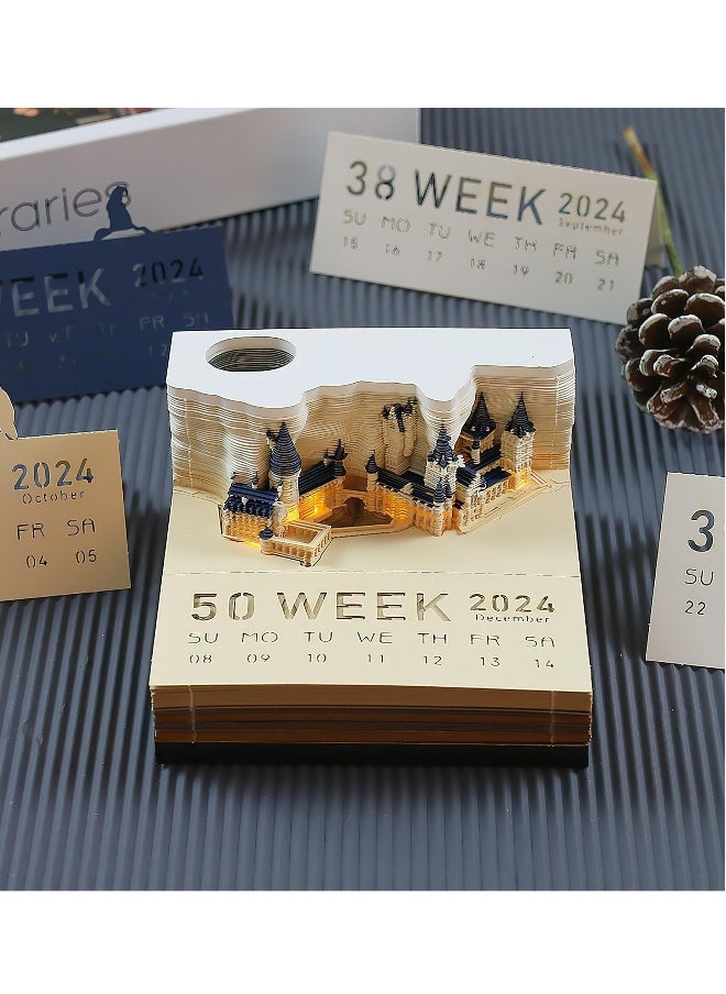 Generic 3D Art Calendar, Memo Pad 2024 Creative Calendar Time Piece Calendar Magic Castle Calendar Sticky DIY Calendar Rip Away Calendar Desk Calendar Art Innovative Desk Calendar Fantasy Castle Calendar  - Image 2