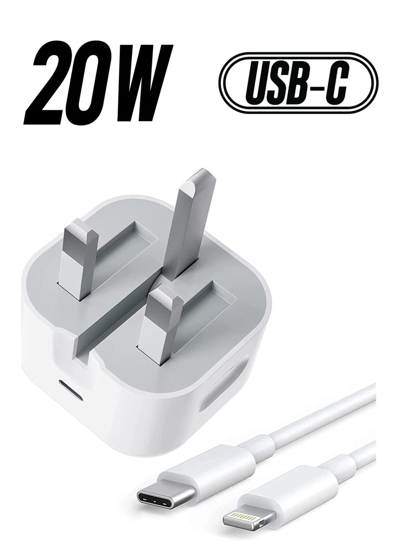 Generic 20W PD Type C Power Block Wall Charger Plug Adapter with 2M USB-C to Lightning Cable Compatible with iPhone 14/13/11/X/XS/iPad  - Image 1