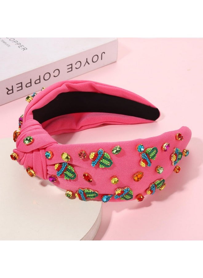 YAHPERN Mexican Headband For Women Cinco De Mayo Headband Beaded Fiesta Knotted Headband Jeweled Crystal Headband Holiday Accessories  - Image 2