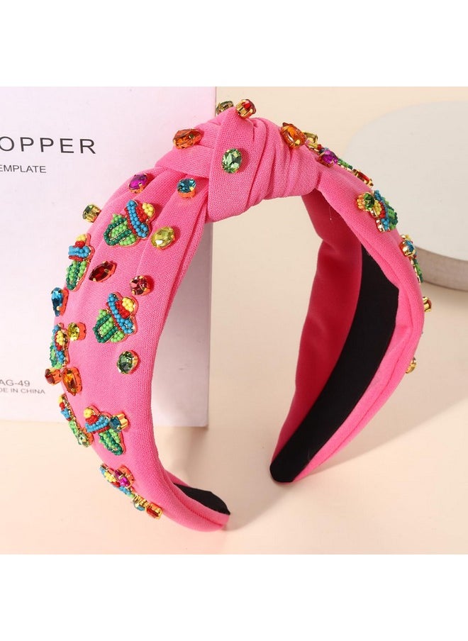 YAHPERN Mexican Headband For Women Cinco De Mayo Headband Beaded Fiesta Knotted Headband Jeweled Crystal Headband Holiday Accessories  - Image 3
