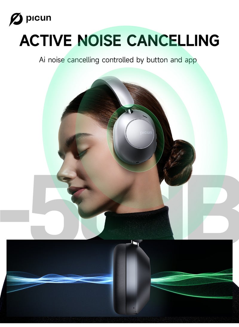 Picun F6 Wireless Gaming Headphones Active Noise Cancelling Head Tracking 3D Audio 40mm Hi-Res ANC Bluetooth Headset HIFI APP Control - Image 3