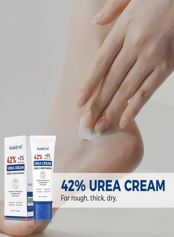 OUKEYA Urea Cream 42 Percent with 2% Salicylic Acid Tube 3 Oz, Foot & Hand Cream for Dry Cracked, 3 Pack - Image 2