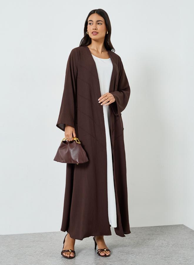 Amirah Brown Open Front A-Line Abaya - Image 1