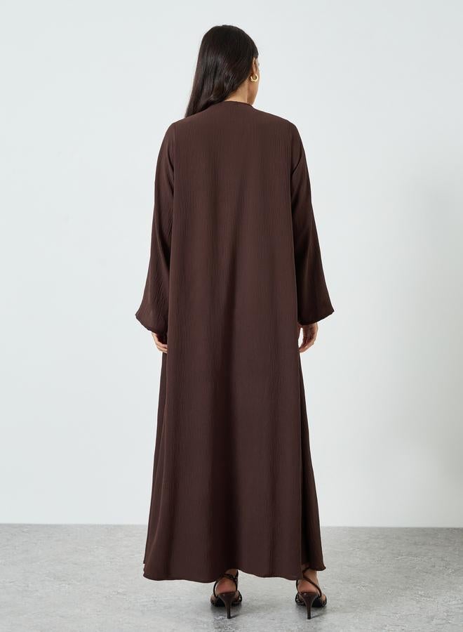 Amirah Brown Open Front A-Line Abaya - Image 5