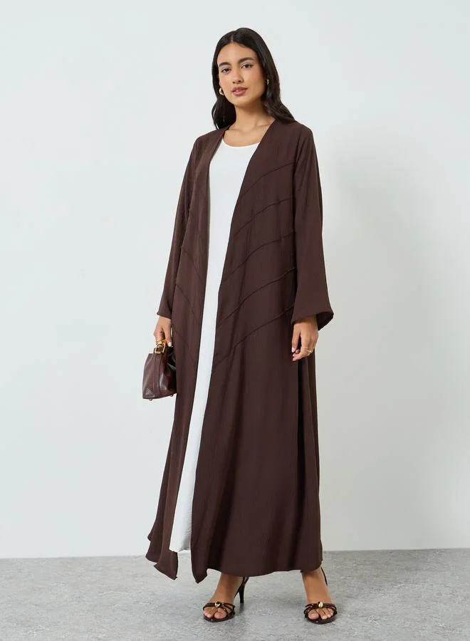 Amirah  Brown Open Front A-Line Abaya for Women | Best Price UAE