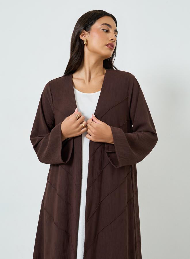 Amirah Brown Open Front A-Line Abaya - Image 2