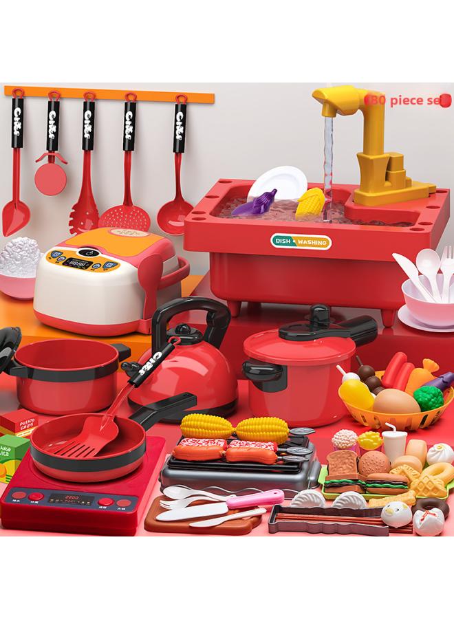 Children's Kitchen Educational Toys Suit Boys And Girls Play Home Simulation Kitchenware Induction Cooker Cooking Rice Stir-fry Chicing Music