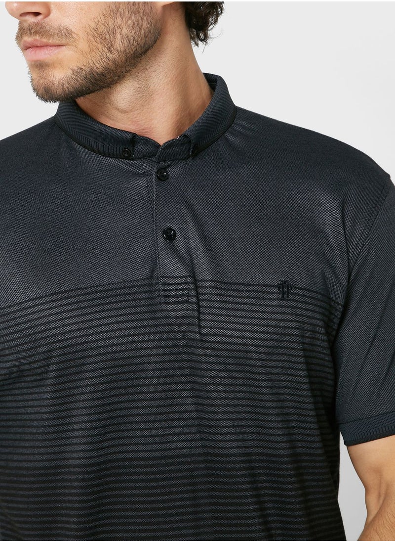 Robert Wood - Striped Polo Shirt - Image 1