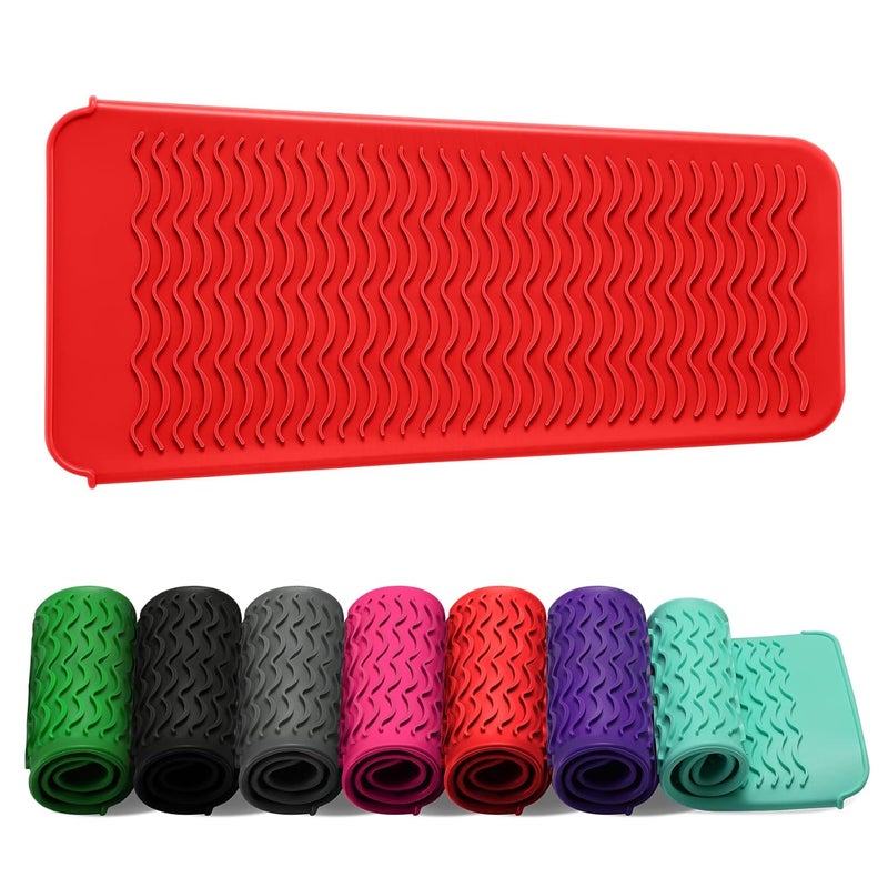 ZAXOP Resistant Silicone Mat Pouch for Flat Iron Curling IronHot Hair Tools Red