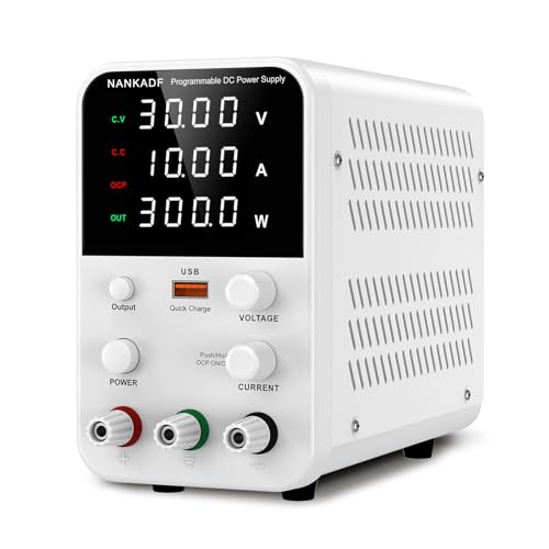 NANKADF DC Power Supply Variable, Bench Power Supply with Encoder Adjustment Knob, Output Enable/Disable Button, Adjustable Power Supply with USB Quick-Charge, Short Circuit Alam (30V 10A White) - Image 1
