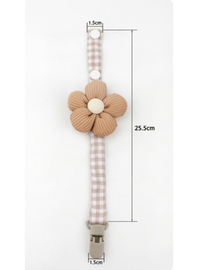 Hirospace 2 Pack Pacifier Clip Set, Cute Flower Design with Soft Fabric Grid - Universal Anti-Drop Pacifier Holder Chain for Baby Soother - Image 3