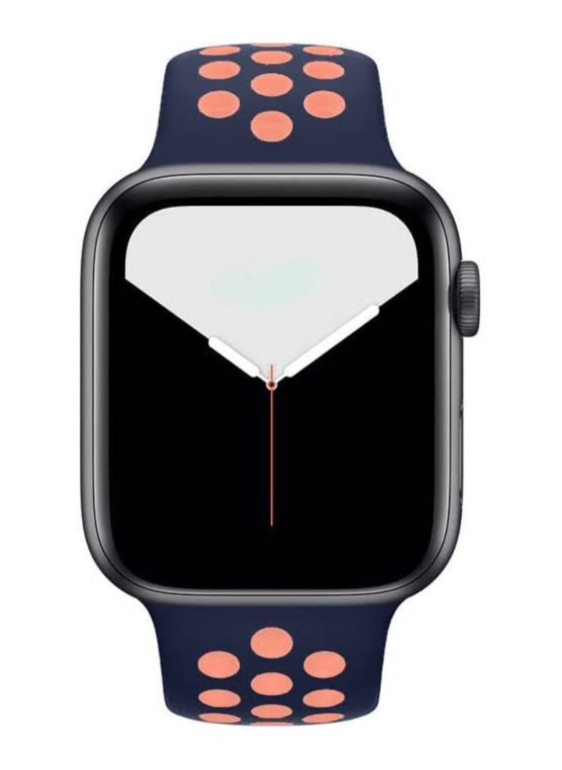 VITION - Sport Band Compatible with Apple Watch Band, Breathable Soft Silicone Replacement Wristband for iWatch Series 7/6/5/4/3/2/1/SE Nike+/Sports Edition (41mm/40mm/38mm,Black Orange) - Image 1