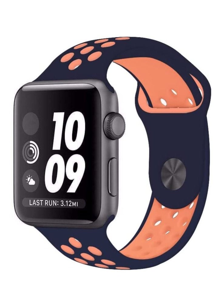 VITION - Sport Band Compatible with Apple Watch Band, Breathable Soft Silicone Replacement Wristband for iWatch Series 7/6/5/4/3/2/1/SE Nike+/Sports Edition (41mm/40mm/38mm,Black Orange) - Image 1