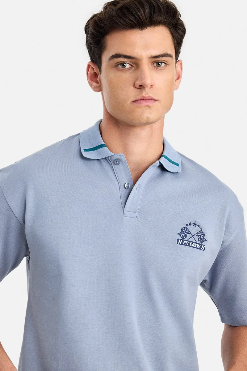 SNITCH Light Blue Graphic Half Sleeve Oversized Streetwear T-Shirt