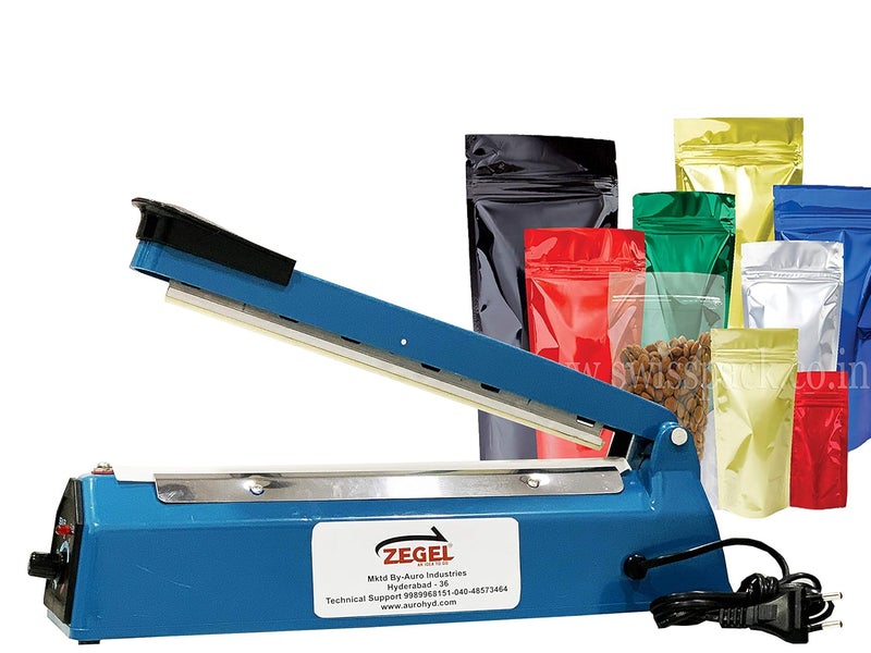ZEGEL ZEGEL Packing Sealing Machine Plastic Hand Table Top Pouch Packaging 12 Inch Colour May Vary 