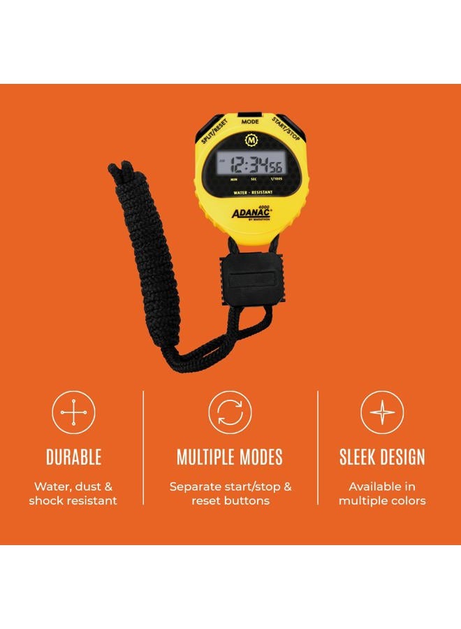 MARATHON ST083009 Adanac 4000 Digital Stopwatch Timer with Extra Large Display and Buttons, Water Resistant, Two Year Warranty - Yellow - Image 3
