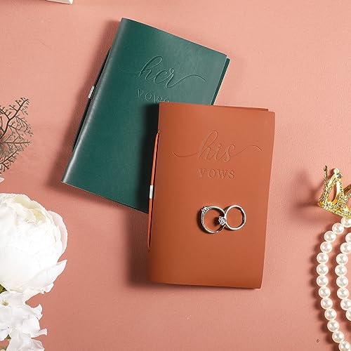 Eccliy 2 Pcs Wedding Vow Books His and Hers Vow Books Vow Notebook for Wedding Vows Journal Wedding Day Officiant Book 5.9 x 3.9 Inch, Bridal Shower, Wedding Keepsake, 50 Pages/Pcs (Dark Green, Brick Red) - Image 4