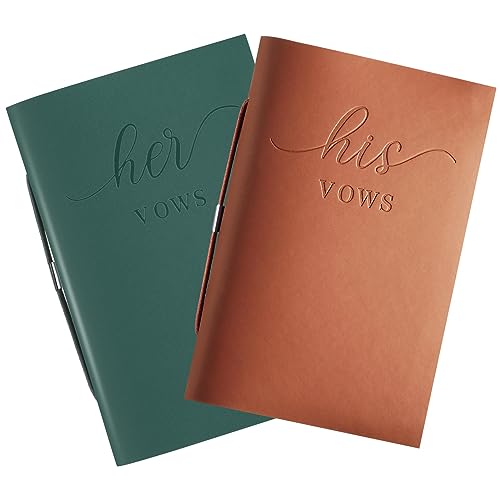 Eccliy 2 Pcs Wedding Vow Books His and Hers Vow Books Vow Notebook for Wedding Vows Journal Wedding Day Officiant Book 5.9 x 3.9 Inch, Bridal Shower, Wedding Keepsake, 50 Pages/Pcs (Dark Green, Brick Red) - Image 1