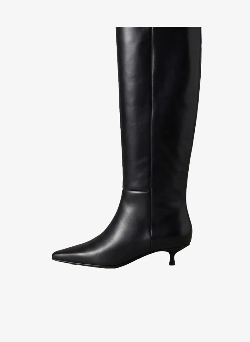 Calvin Klein Leather Kitten Heel Knee Boots