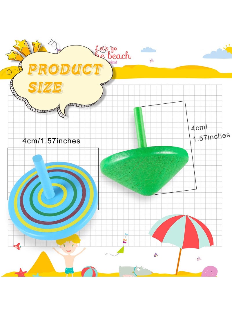 Mr. Penda 24 Pcs Colorful Wood Spinning Tops for Kids, Educational Kindergarten Toys, Rainbow Spin Tops for Games Party Favors, Birthday Gifts (Random Color) - Image 2