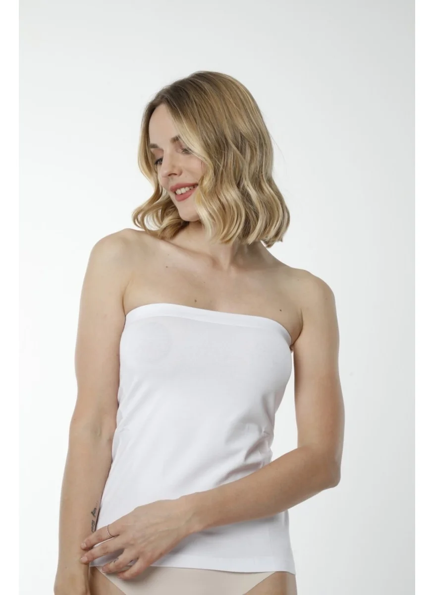 HMD 2402 Cotton Strapless Women's Singlet - White