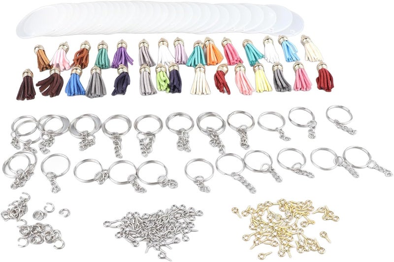 ZJchao Acrylic Key Ring Kit Creative DIY 200pcs Set for Keychain Making, Perfect for Crafting Enthusiasts Metal - Image 1