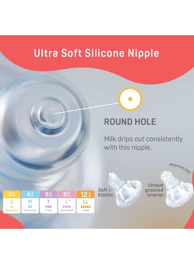 pigeon Peristaltic Baby Nursing/Feeding Bottle KPP Nipple M, For 4+ Month Babies, BPA Free, BPS Free, Square Base, Pink, 240 ml - Image 5