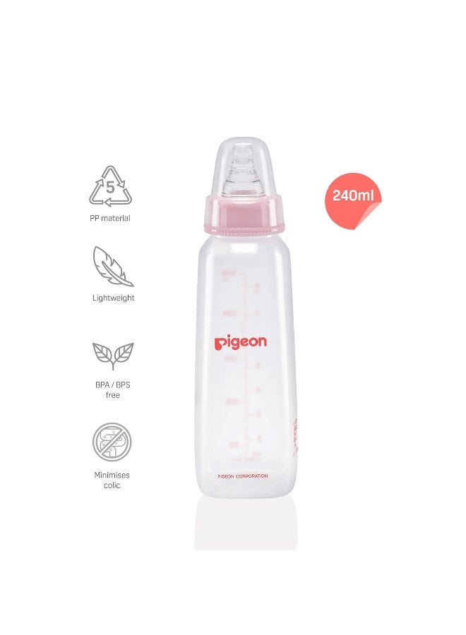 pigeon Peristaltic Baby Nursing/Feeding Bottle KPP Nipple M, For 4+ Month Babies, BPA Free, BPS Free, Square Base, Pink, 240 ml - Image 2