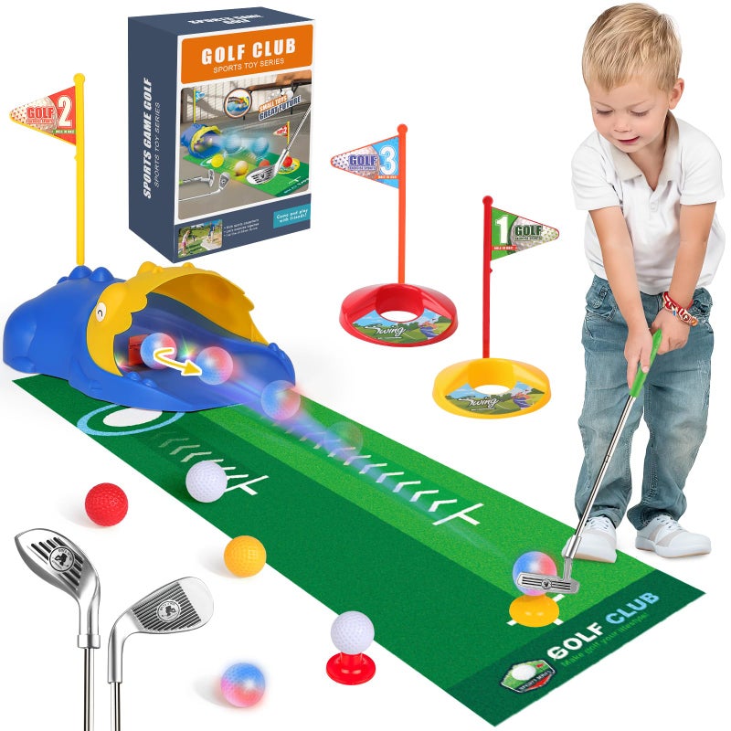 Liberry Kids Golf Set for 3 4 5 6 Years Old Boys Girls Toddler Golf Clubs Set with Automatic Ball Returner Glow Balls Putting Mat Indoor Outdoor Sports Toy Birthday Gift - Image 3