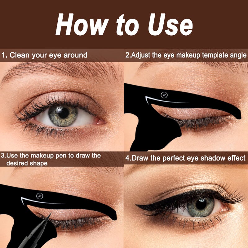 TailaiMei Eyeliner Stencils, Matte PVC Material Smoky Eyeshadow Applicators Guide Template Tool - Image 4