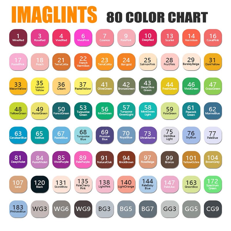 IMAGLINTS Alcohol Markers 80 Colors with Base Drawing Pen Dual Tip Art Markers for Sketch Anime Illustrations - Image 2