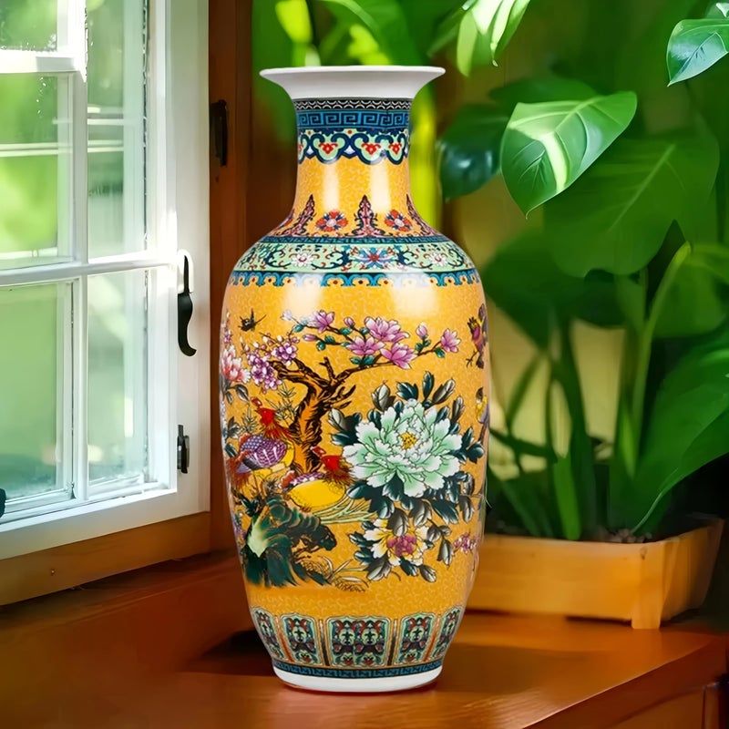 TOSPHU 14" Jingdezhen Large Fishtail Ceramic Vase Golden Handmade Home Decorative Vase, Modern Luxury Accent for Living Room, Wedding, or Gift. Elegant Floral Arrangement Centerpiece. (G) - Image 2