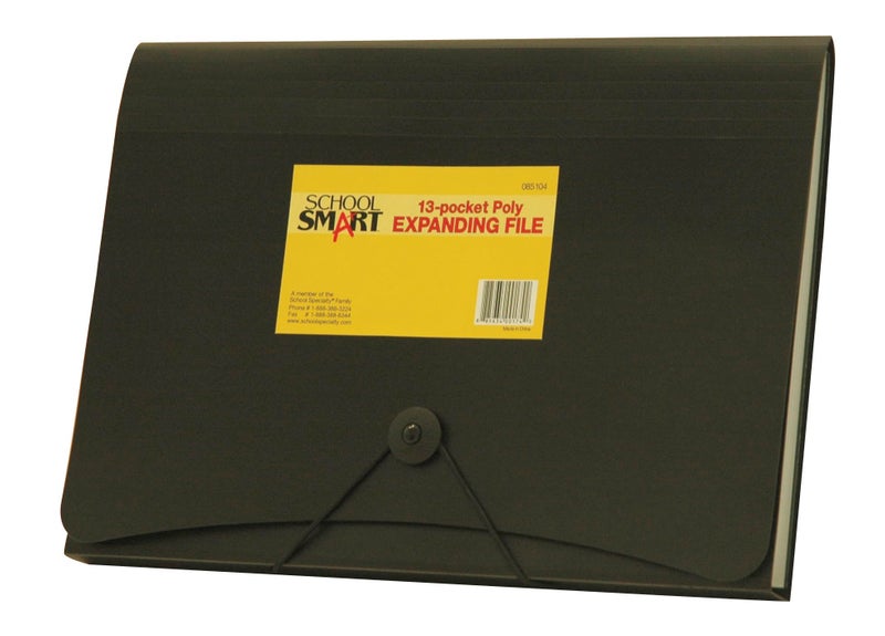 School Smart 85104 Poly Expanding Files - 13 Pocket - Black - Image 1