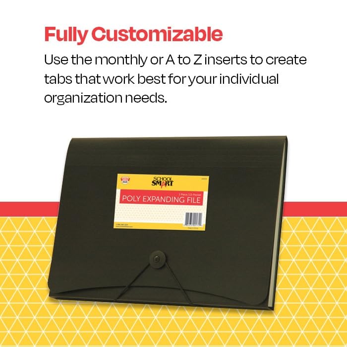School Smart 85104 Poly Expanding Files - 13 Pocket - Black - Image 3