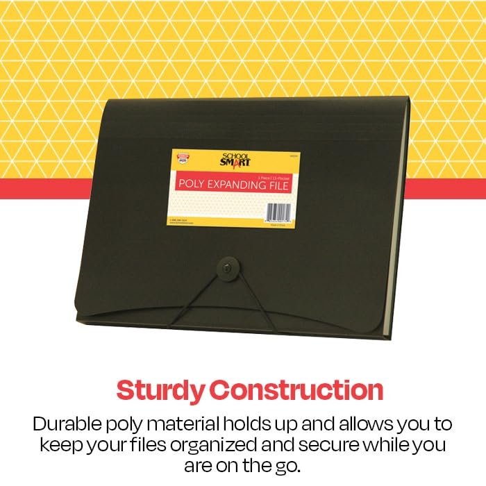 School Smart 85104 Poly Expanding Files - 13 Pocket - Black - Image 4