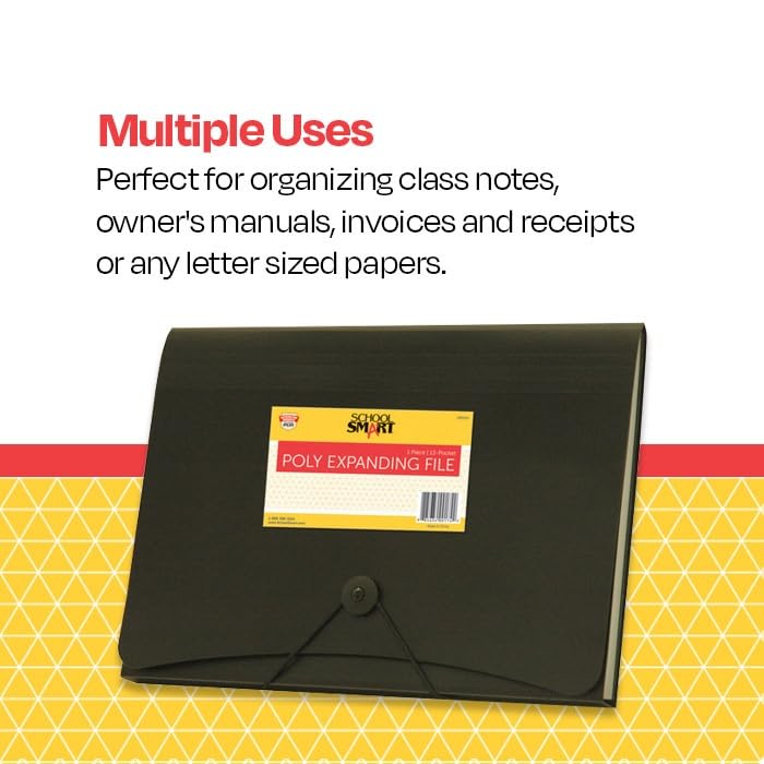 School Smart 85104 Poly Expanding Files - 13 Pocket - Black - Image 5