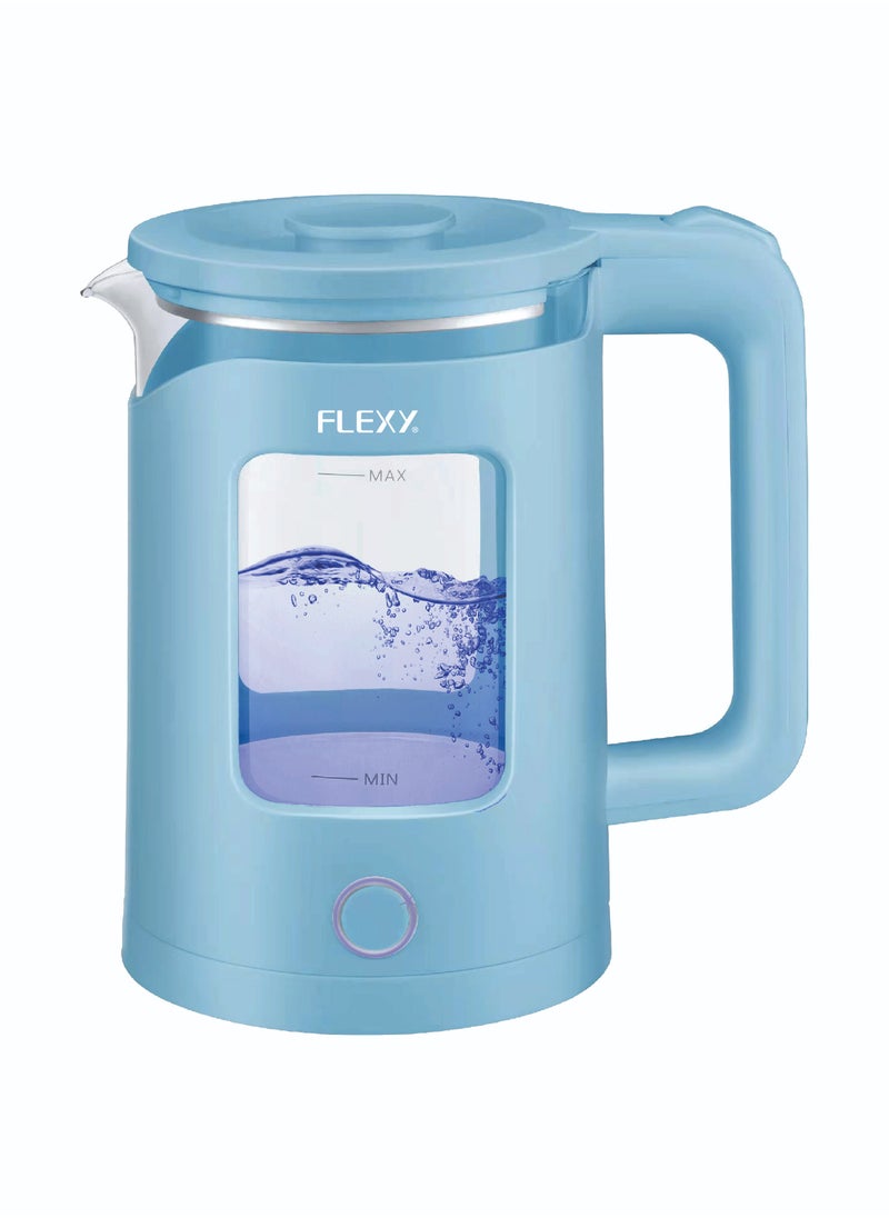 FLEXY 1.5 Liter 1360W Electric Kettle Glass Water Boiler | Double Crystal Walls Auto Shut-Off | Instant Water Heater And Tea Maker | Boil-Dry Protection 360° Swivel Base | Cool Handle - pzsku/Z0414F0A97254DB5CB10DZ/45/_/1716275352/8635ab13-dc7b-4a2d-aab8-d119758c582c