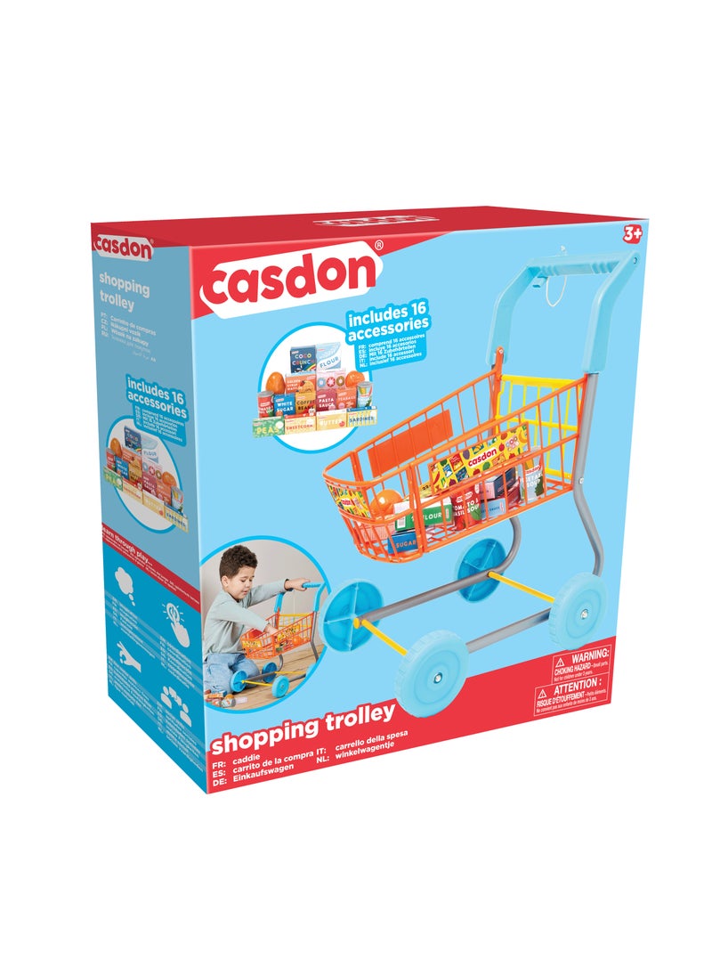 CASDON - Shopping Trolley: Colourful Toy Trolley Equipped For An Exciting Shopping Trip. For Children Aged 3+ - Image 1