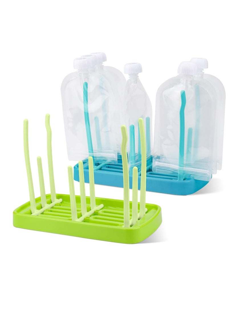 Bukela 2 PCS Reusable Pouches Plastic Drying Rack for Toddlers/Kids Food Pouches, Baby Food Storage Refillable Bags Stand Holder for Yogurt/Applesauce/Fruit/Smoothie/Breastmilk Pouches - Image 1