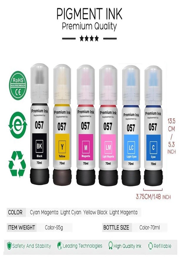 Hynear 057 Refill Ink Suitable for L8050, L18050, L8150W Printers C/M/Y/Bk/LC/LM (70ml X 6 Bottle) - Image 3