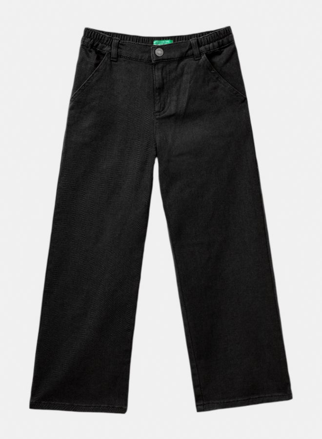 بينيتون بنطلون بنات بخصر عالي وقطعة مستقيمة - Image 1