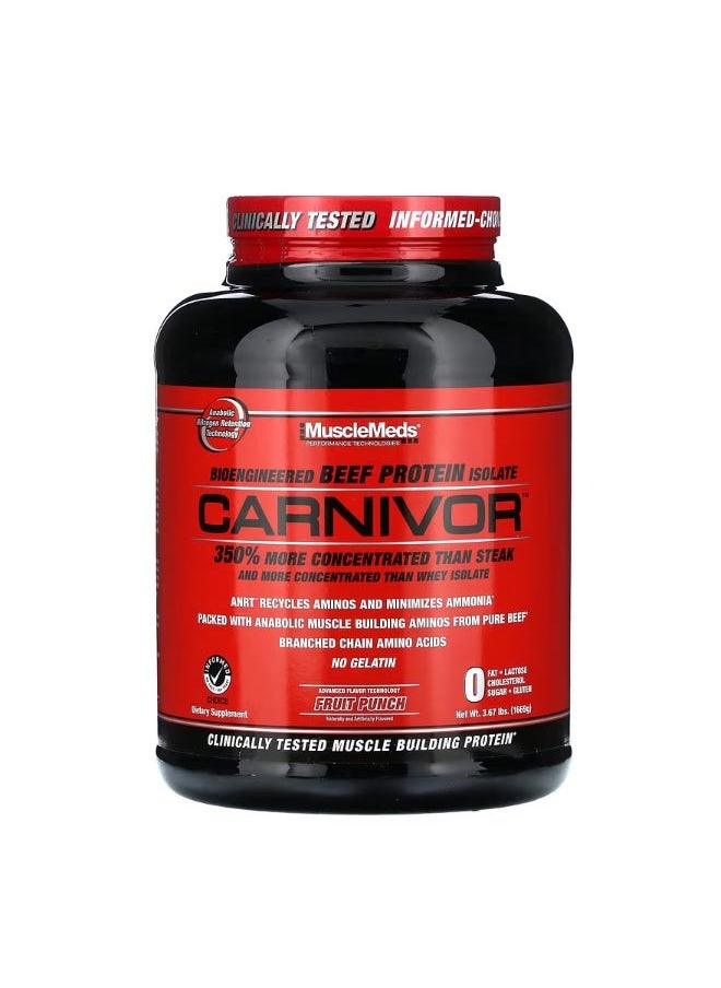 MUSCLEMEDS Carnivor Bioengineered Beef Protein Isolate Fruit Punch 3.67 lbs 1669 g  - Image 1