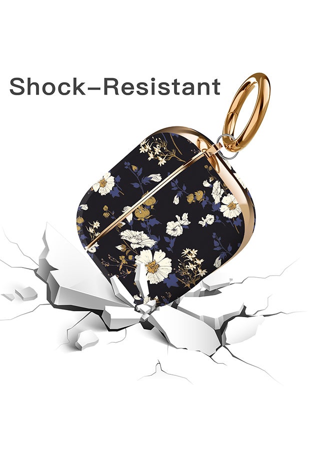 O Ozone Case for Airpods Pro 2nd Generation , Stylish Premium Cute Flower Skin Hard PC Shockproof Protective Cover with Keychain Hook - White & Black  - Image 4